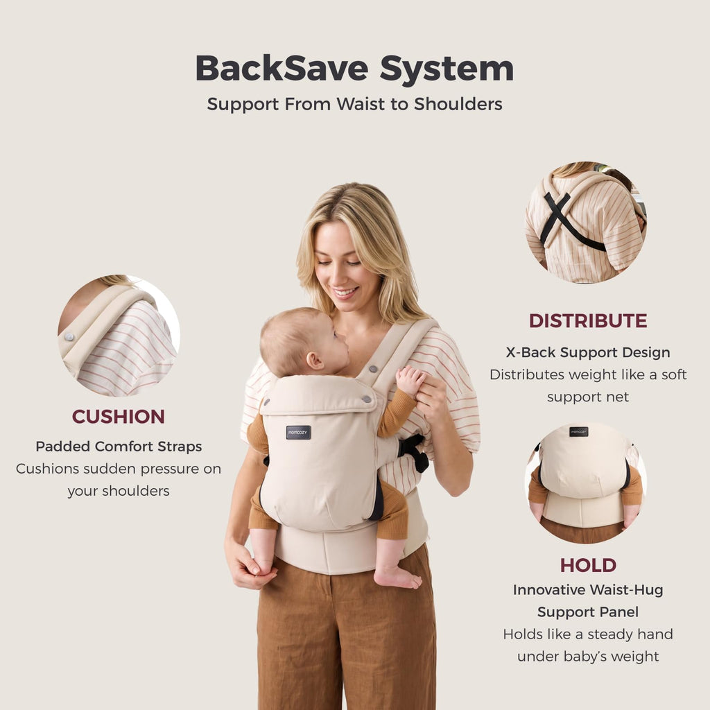 Momcozy Baby Carrier for 3-24M/3.2-20kg, Waist 64-127cm, Cotton Black