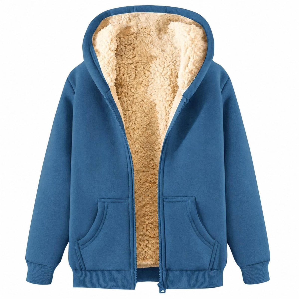 Fleece Jacket Women Teddy Fleece Hoodies Sherpa Lined Fuzzy Sweatshirts with Pockets Full Zip Hooded Fall Winter Warm Coat Outwear Thermal Clothing