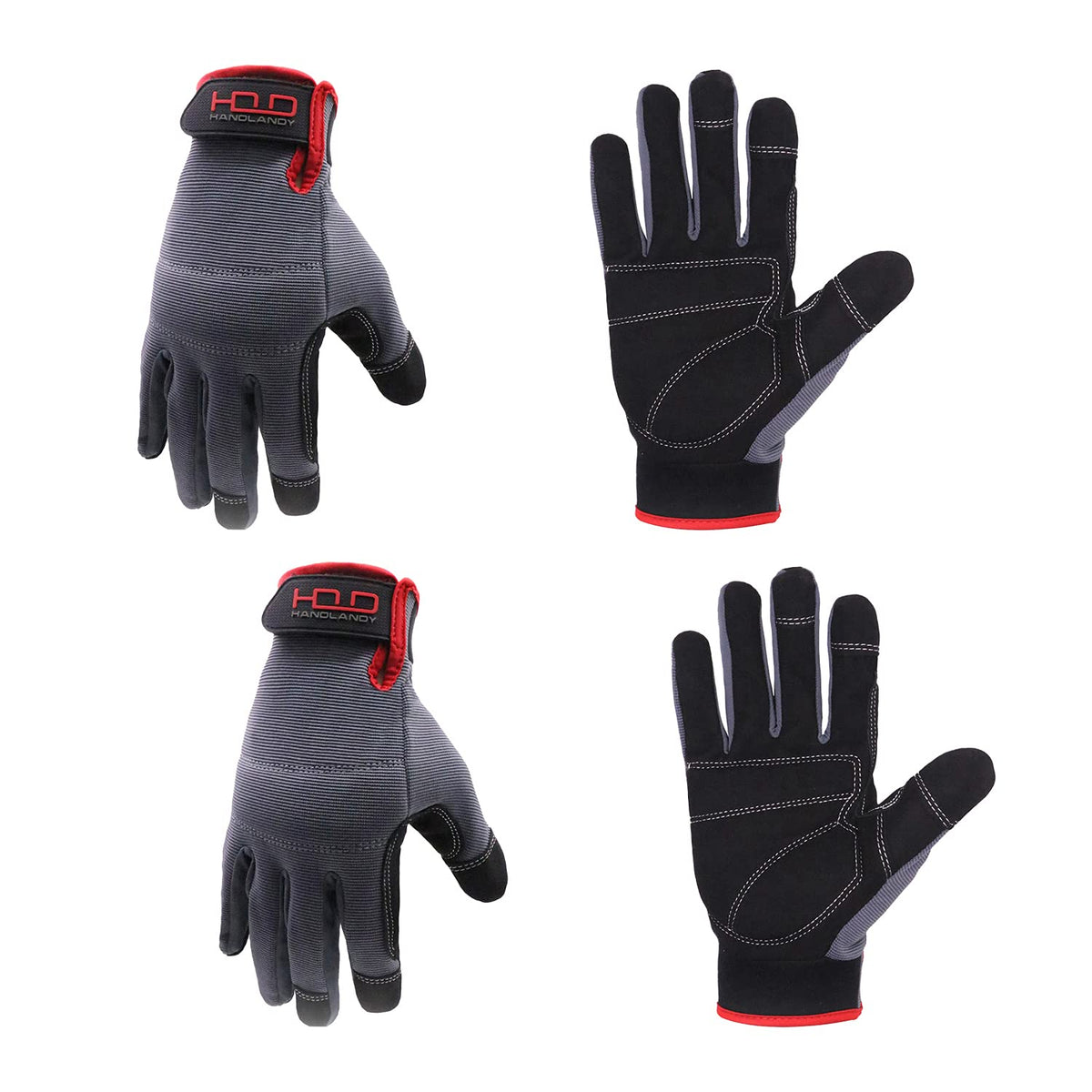HANDLANDY Work Gloves for Men & Women, Utility Mechanic Working Gloves Touch Screen, Flexible Gardening Gloves for Yard