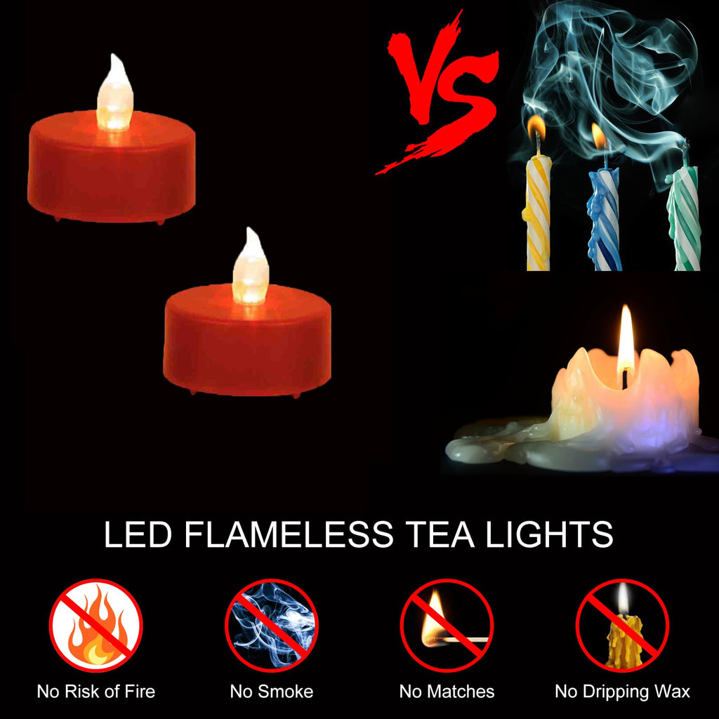 Battery Operated LED Tea Lights Flameless Flickering Candles 50PACK Blue
