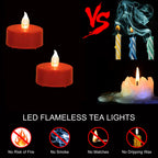 Battery Operated LED Tea Lights Flameless Flickering Candles 50PACK Blue