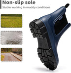 DRECAGE Wellies Boots Women Waterproof Short Chelsea Fashion Ladies Comfortable Rain Boots Outdoors Garden Walking