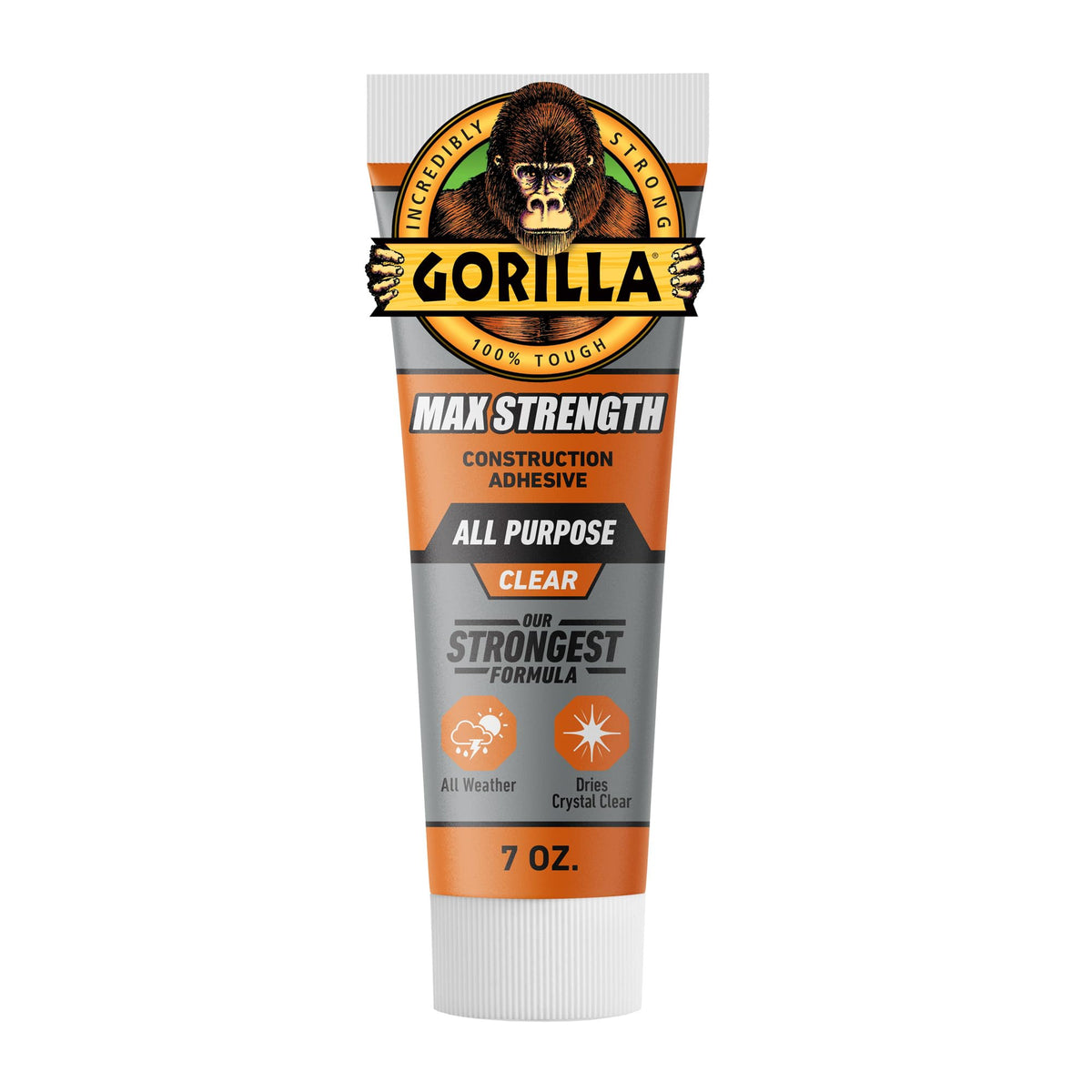 Gorilla Max Strength Construction Adhesive, Clear, 2.5 oz
