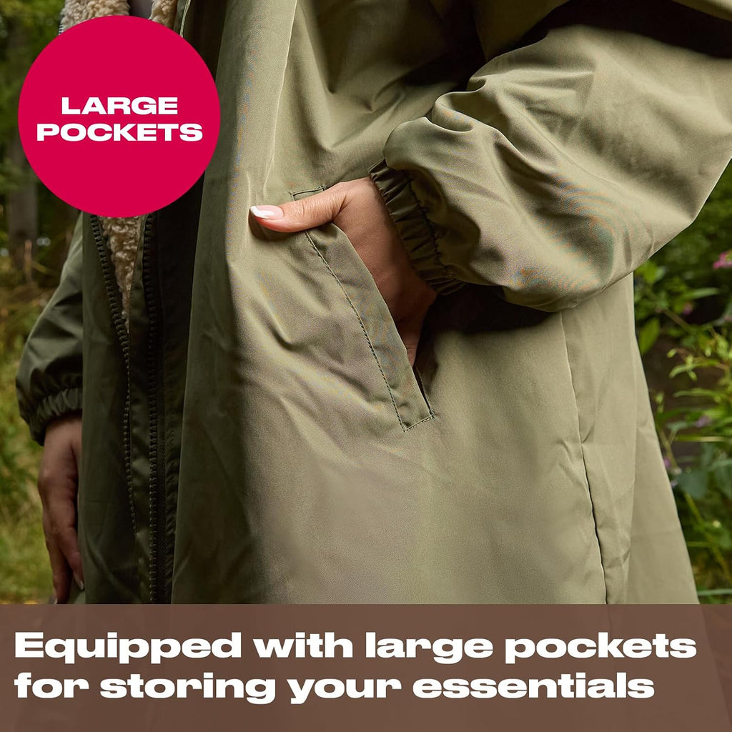 OHS Adults Drying Robe, Gifts for Women Outdoor Water-Resistant Changing Robe Womens Jacket Comfy Sherpa Privacy Robes for Women Men, Stay Dry Swimming Camping Drying Robes - S/M, L/XL