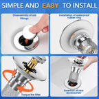 Bathroom Sink Drain Strainer,(2PCS) Pop-up Sink Drain Strainer with Removable Stainless Steel Strainer Basket Hair Catcher, Bathroom Sink Strainer for Bathroom Sink Stopper Replacement