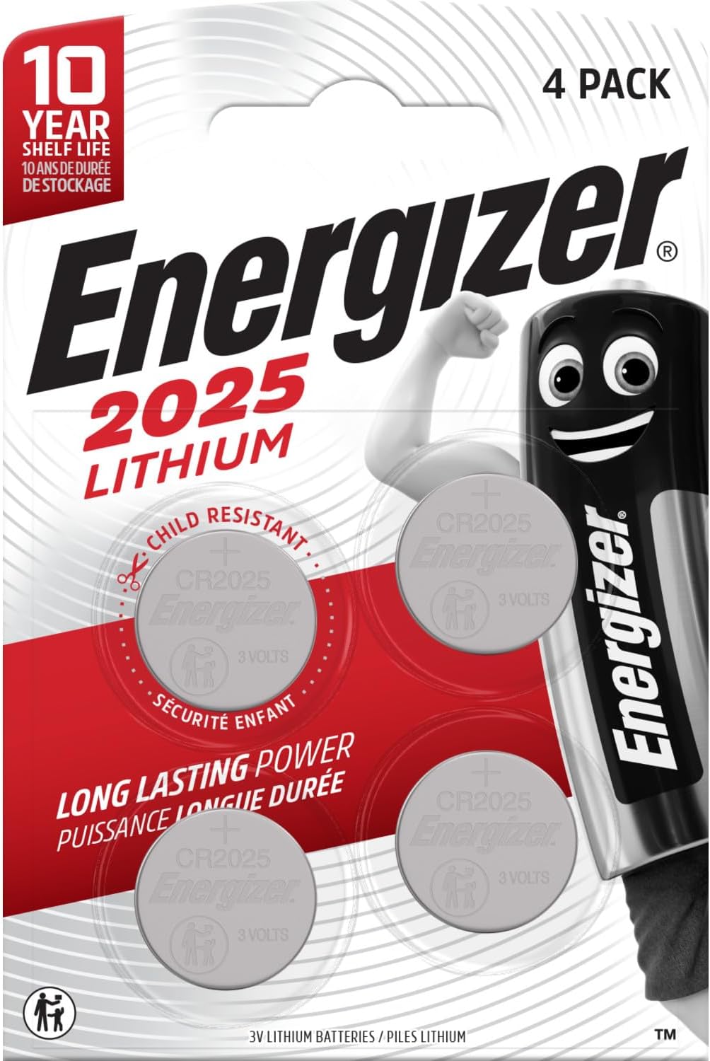 Energizer CR2025 Batteries (4 Pack) - Lithium 3V Coin Battery