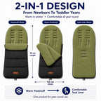 CrocnFrog Universal Baby Bunting Footmuff - Cosy Toes Fit Toddler Foot Muff for Stroller, Buggy, Pushchair & Pram Footmuffs Comes with Warm and Soft Polar Fleece Water, Wind