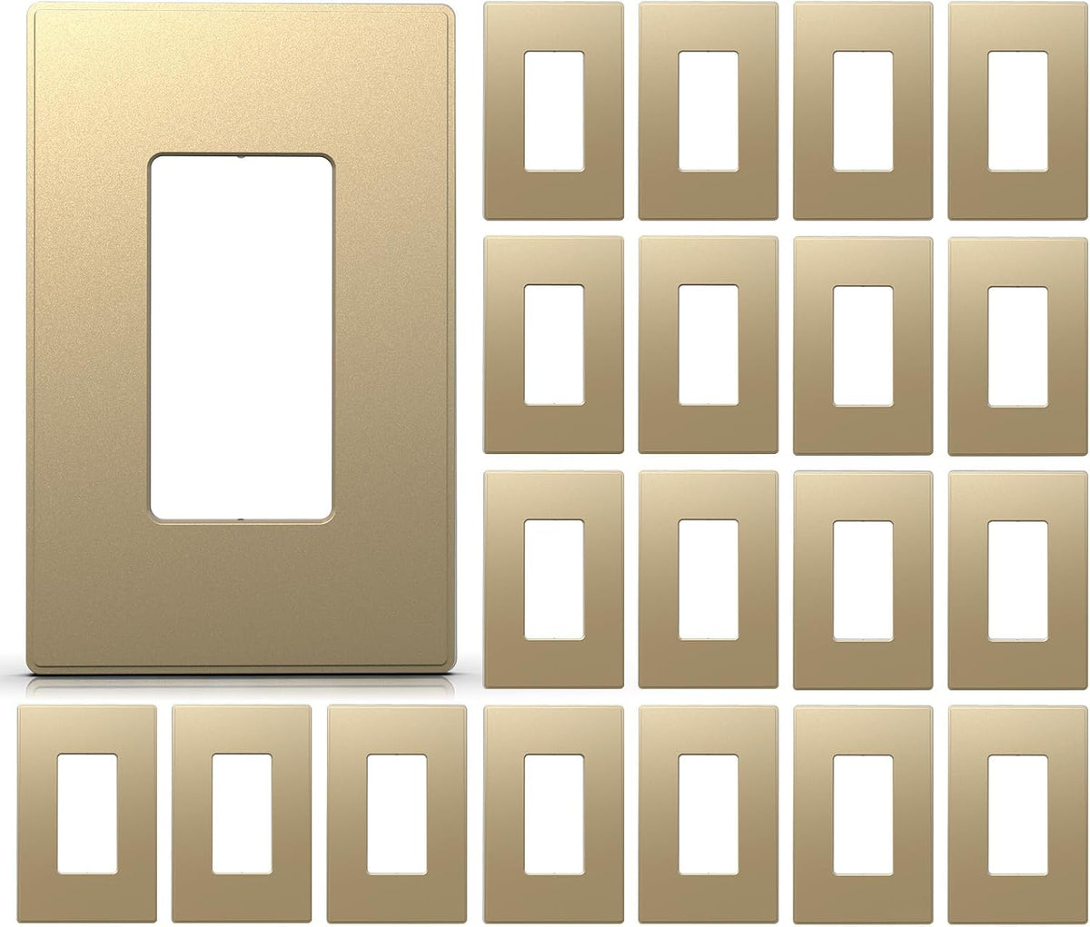 ELEGRP 2-Gang Screwless Decorative Wall Plates, Mid-Size 4.88" height x 4.94" length Unbreakable Thermoplastic Faceplate Cover for Decorator Receptacle Outlet & Switch, UL Listed (5 Pack, Matte White)