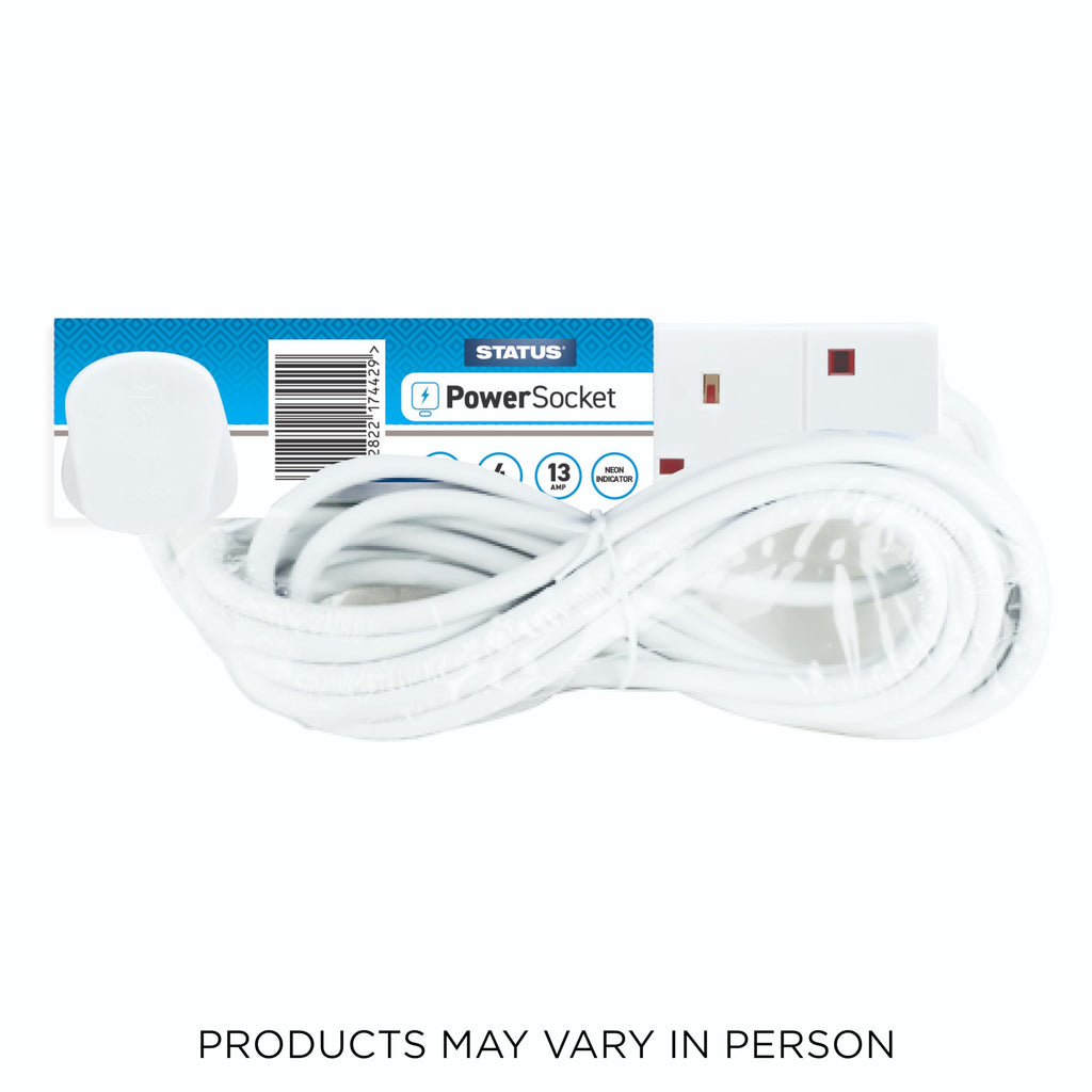 STATUS 4 Way Socket Extension Lead, 1m Cable, White (4WS1M20)