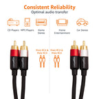 Amazon Basics 2 RCA Cables for Amplifier, Active Speakers or Subwoofer, 1.2 m, Black