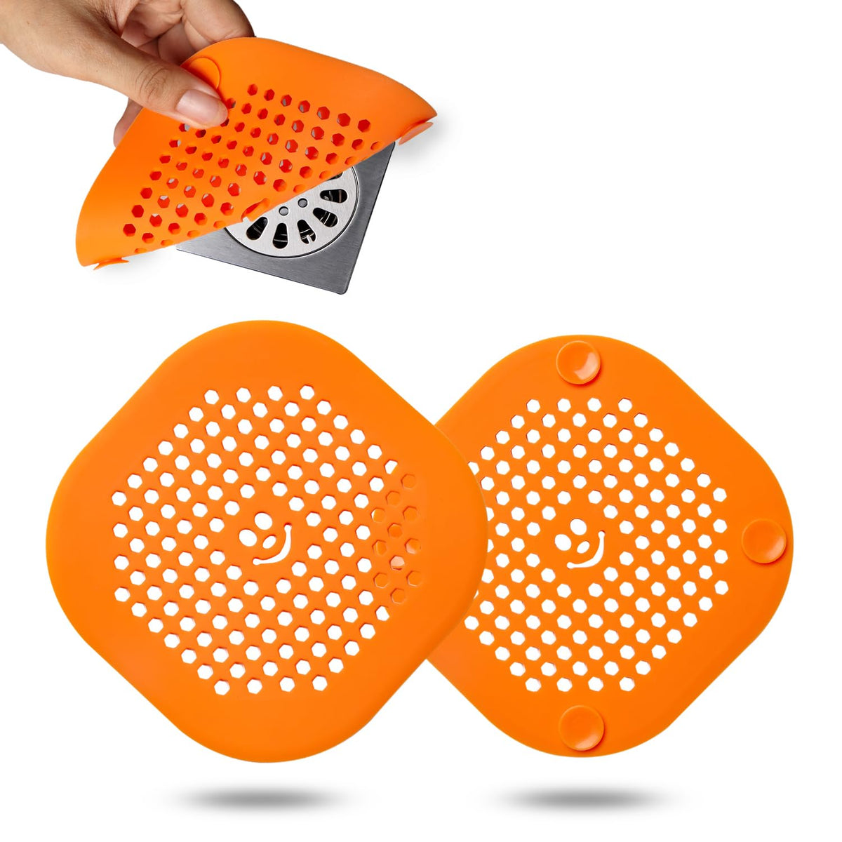 2 Pack Drain Hair Catcher Silicone Drain Cover Hair Stopper with Suction Cup for Shower Kitchen Bathroom Light Purple