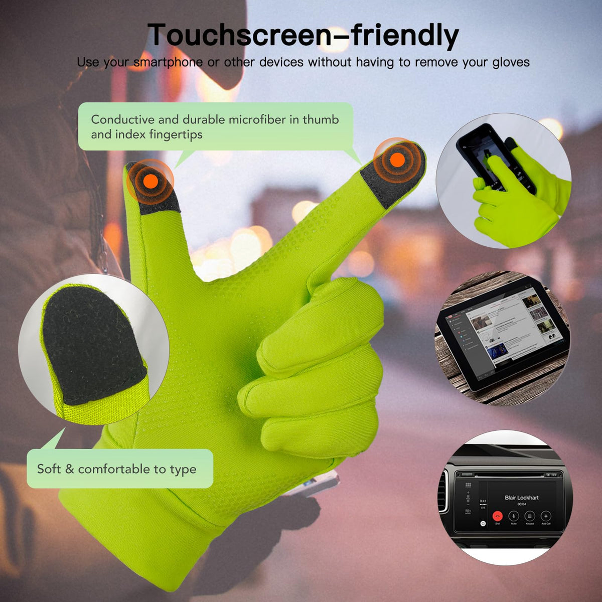 Unigear Running Gloves, Touch Screen Anti-slip Lightweight Gloves Liners for Cycling Biking Sporting Driving for Men Women