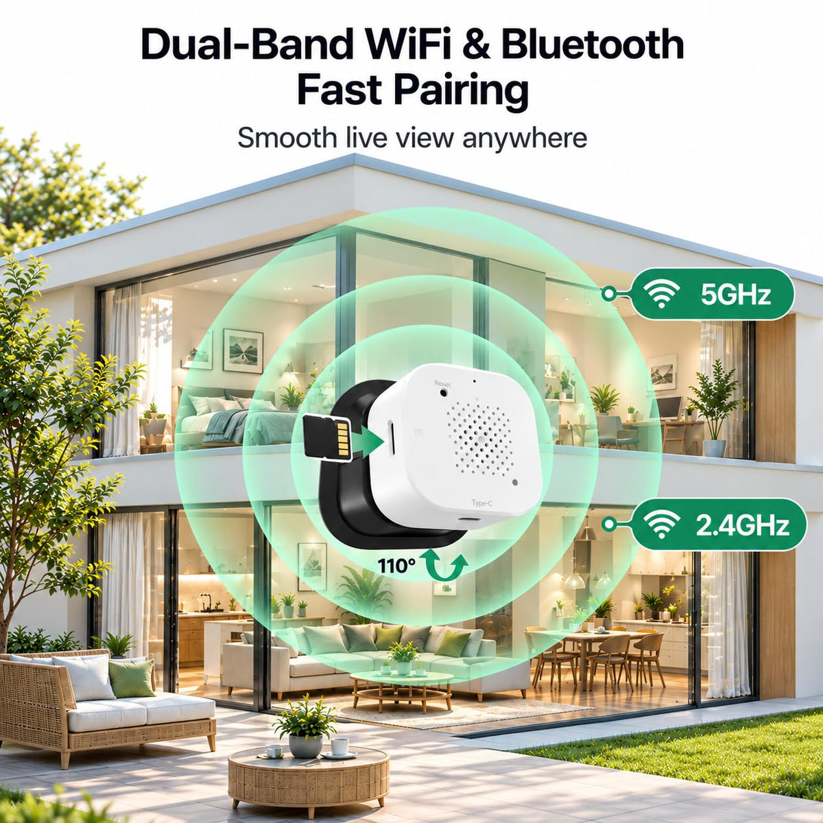 2K 3MP Window Security Camera with Motion Detection Indoor Window Cameras