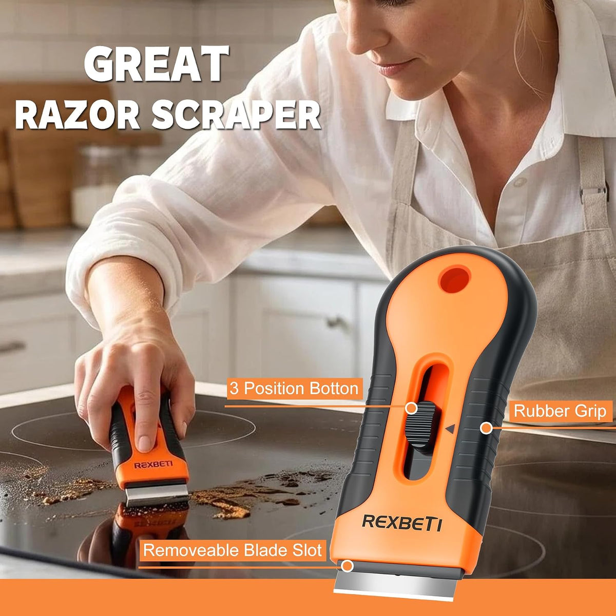 REXBETI Razor Blade Scraper Tool, Paint, Windows, Glass Stovetop Scraper