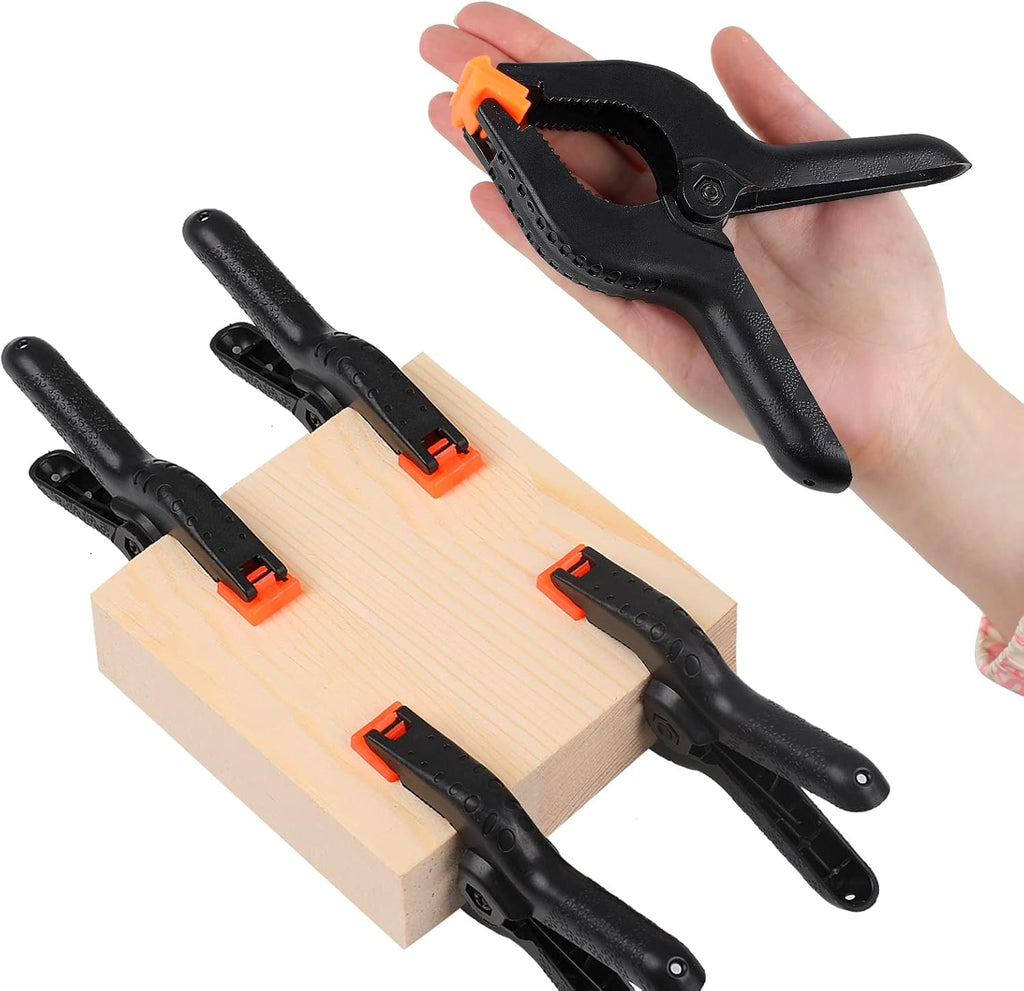 12 Pack Plastic Spring Clamps, 3.5inch Small Heavy Duty Clips for Crafts, Backdrop Stand, Woodworking, Photography Studios (Black)