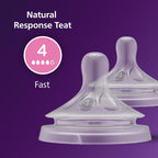 Philips Avent Natural Response Bottle Teat - 2 x Baby Bottle Flow 4 Teats for Babies Aged 3+ Months, BPA Free (Model SCY964/02)