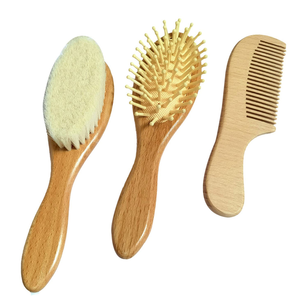 Baby Hair Brush with Wooden Handle and Super Soft Goat Bristles for Newborns, Infant, Toddlers, Kids
