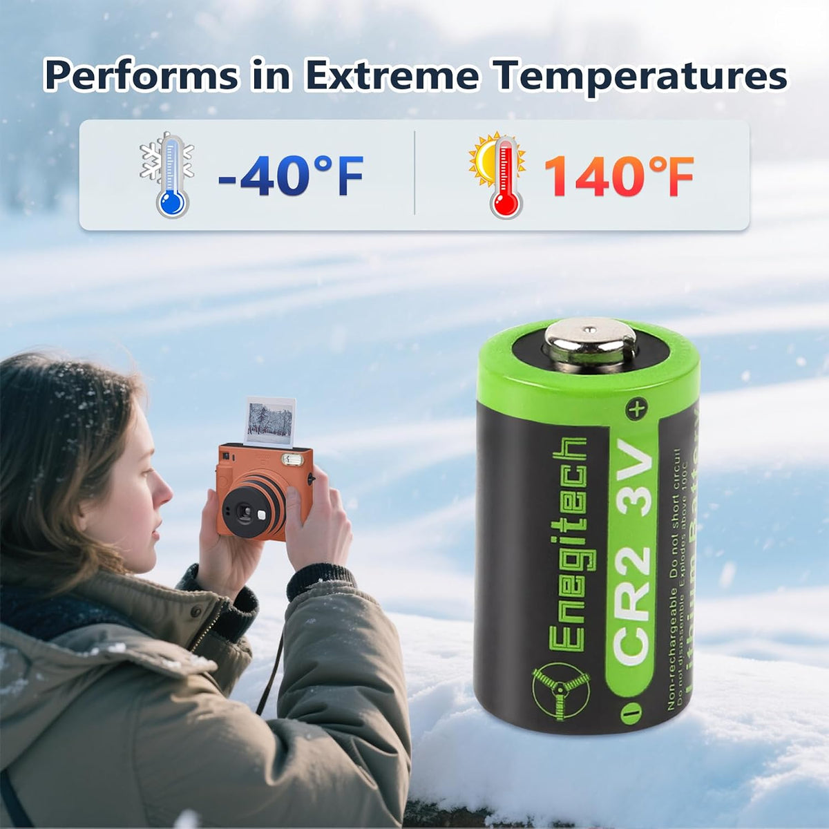Enegitech CR2 3V Lithium Battery, CR15H270 for Range Finder Golf，CR2 6 Pack