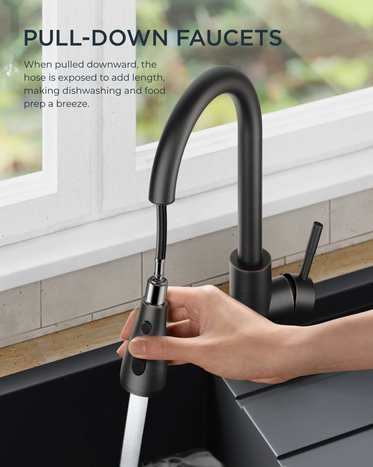 FORIOUS Kitchen Faucet with Cup Washer, Pull Down Sprayer, Brushed Nickel