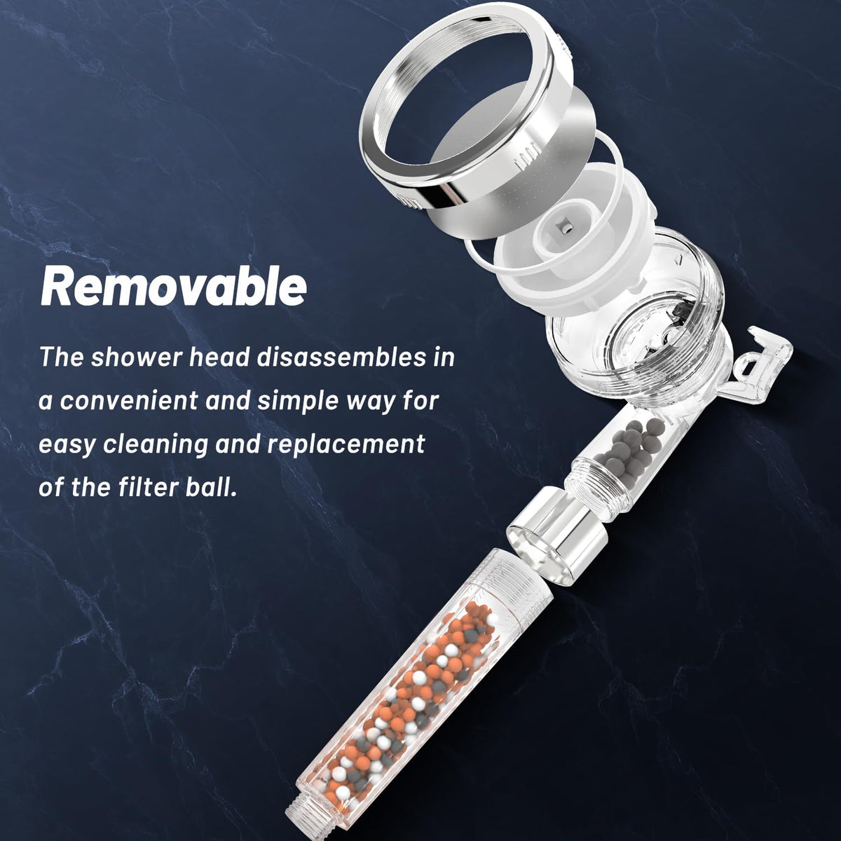 VEHHE High Pressure Shower Head with Filter Beads, 3 Spray Modes