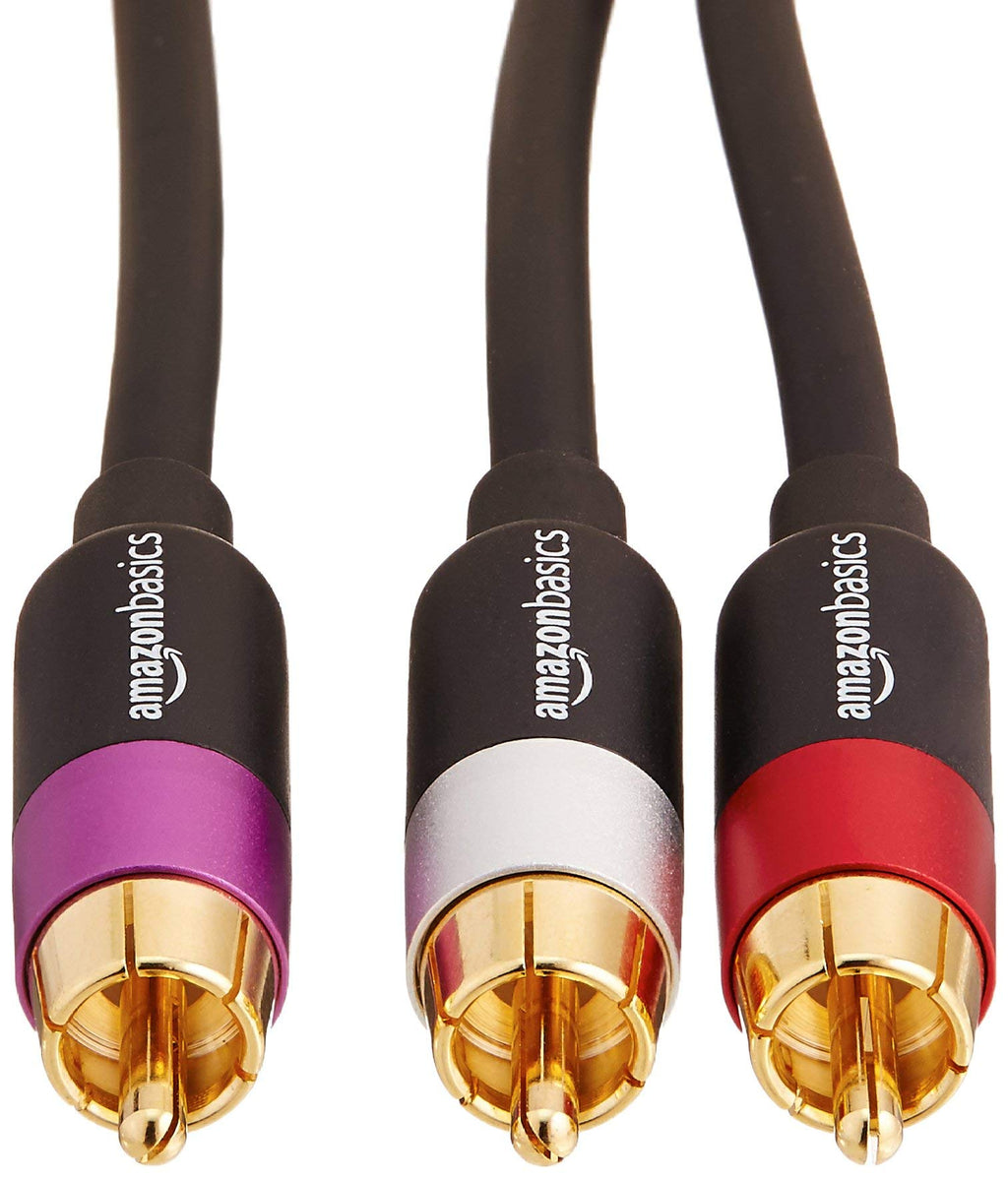 Amazon Basics 2 RCA Cables for Amplifier, Active Speakers or Subwoofer, 1.2 m, Black