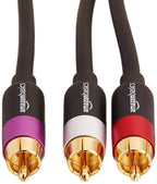 Amazon Basics 2 RCA Cables for Amplifier, Active Speakers or Subwoofer, 1.2 m, Black
