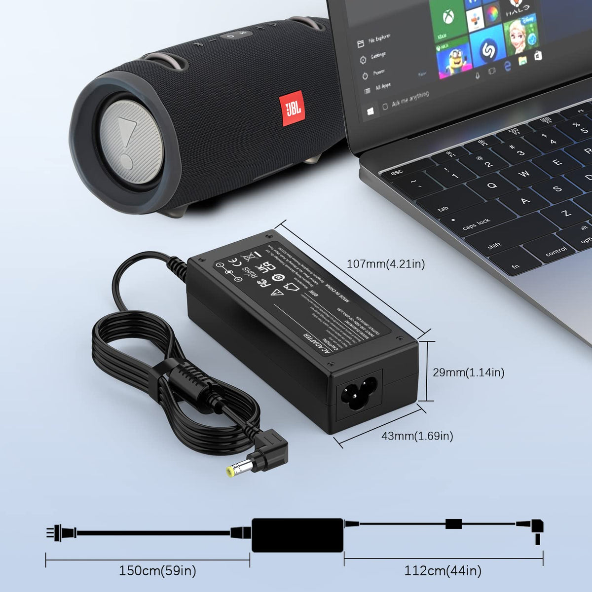 65W Laptop Charger Compatible with Microsoft Surface Pro Laptop Book Go