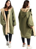 OHS Adults Drying Robe, Gifts for Women Outdoor Water-Resistant Changing Robe Womens Jacket Comfy Sherpa Privacy Robes for Women Men, Stay Dry Swimming Camping Drying Robes - S/M, L/XL