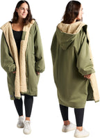 OHS Adults Drying Robe, Gifts for Women Outdoor Water-Resistant Changing Robe Womens Jacket Comfy Sherpa Privacy Robes for Women Men, Stay Dry Swimming Camping Drying Robes - S/M, L/XL