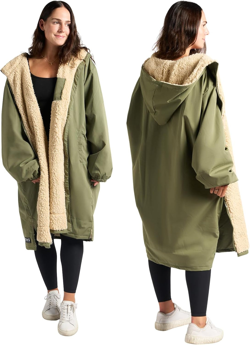 OHS Adults Drying Robe, Gifts for Women Outdoor Water-Resistant Changing Robe Womens Jacket Comfy Sherpa Privacy Robes for Women Men, Stay Dry Swimming Camping Drying Robes - S/M, L/XL