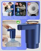 Water Jug Pump for 5 Gallon Bottle – Portable Electric USB-C Charging Dispenser, Dual Powerful Motors, Fast Flow, Fits 2-5 Gallon Jugs – Ideal for Home, Office, Camping, RV, Beige