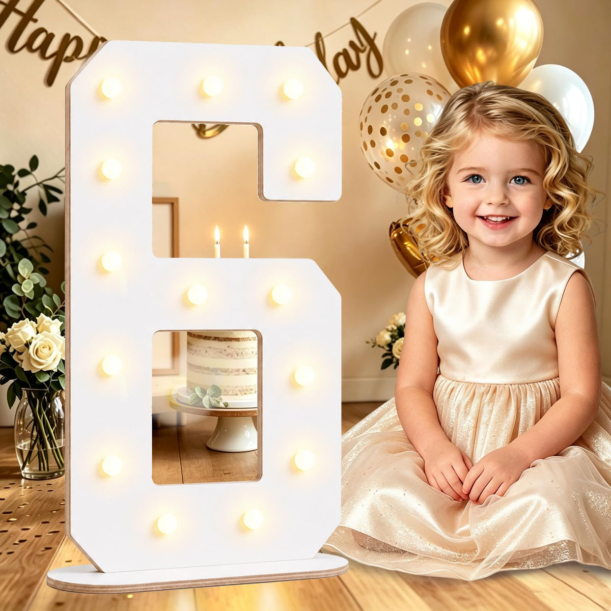Pooqla 2.4FT Light Up Numbers, Marquee Numbers 2.4 Feet Tall Party Decor for Her Him, Mosaic Big Sign for 7th 17th 70th Birthday Anniversary Decoration Backdrop, Large Pre-Cut Frame Number 7