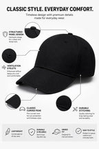 Baseball Cap for Men & Women, Adjustable Unisex 6 Panel Hat with Curved Peak, Breathable Eyelets, One Size Fits Most, Casual Sports Outdoor Wear