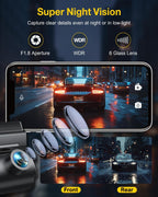 GKU 4K Dash Cam Front and Rear, 5GHz WiFi GPS, 64GB SD Card Included
