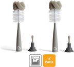 Munchkin 2 Pack Sponge Bottle Brushes for Baby Cups | Built-in Teat | Grey
