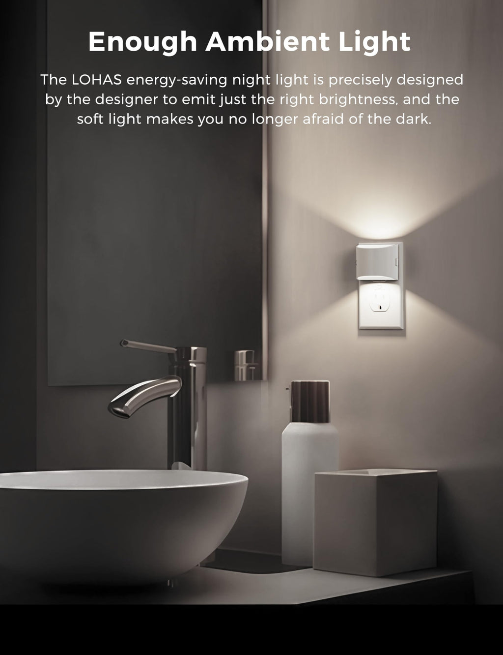 L LOHAS LED Night Lights Plug into Wall, Dimmable Night Light 2 Pack