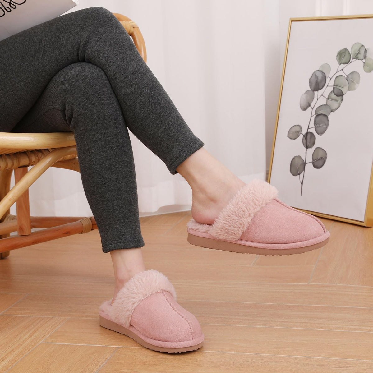 Litfun Women's Fluffy Memory Foam Slippers House Shoes Indoor