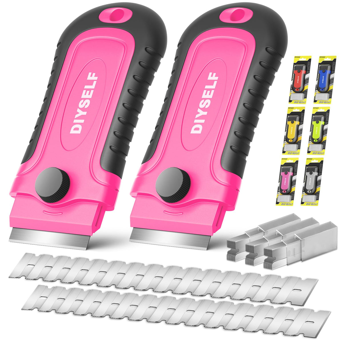DIYSELF 1 Pack Razor Blade Scraper with 15 Extra Blades, Scraper Tool
