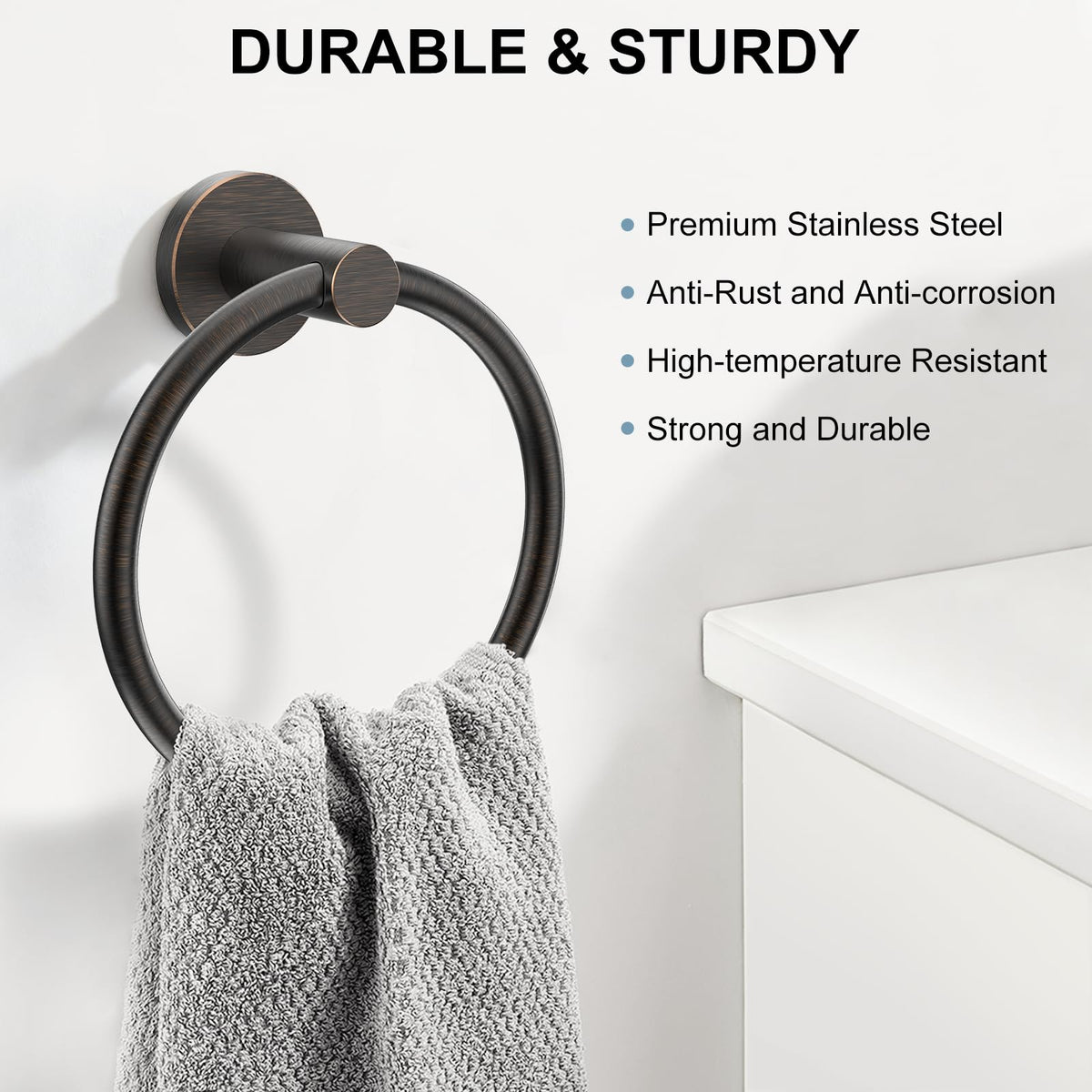 SetSail Towel Holder for Bathroom Wall Matte Black Towel Ring