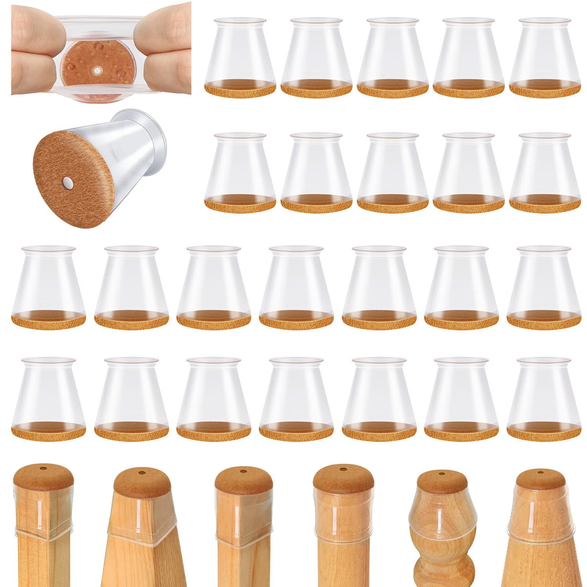 VIUME 24 Pcs Chair Leg Floor Protectors for Hardwood Floors Round
