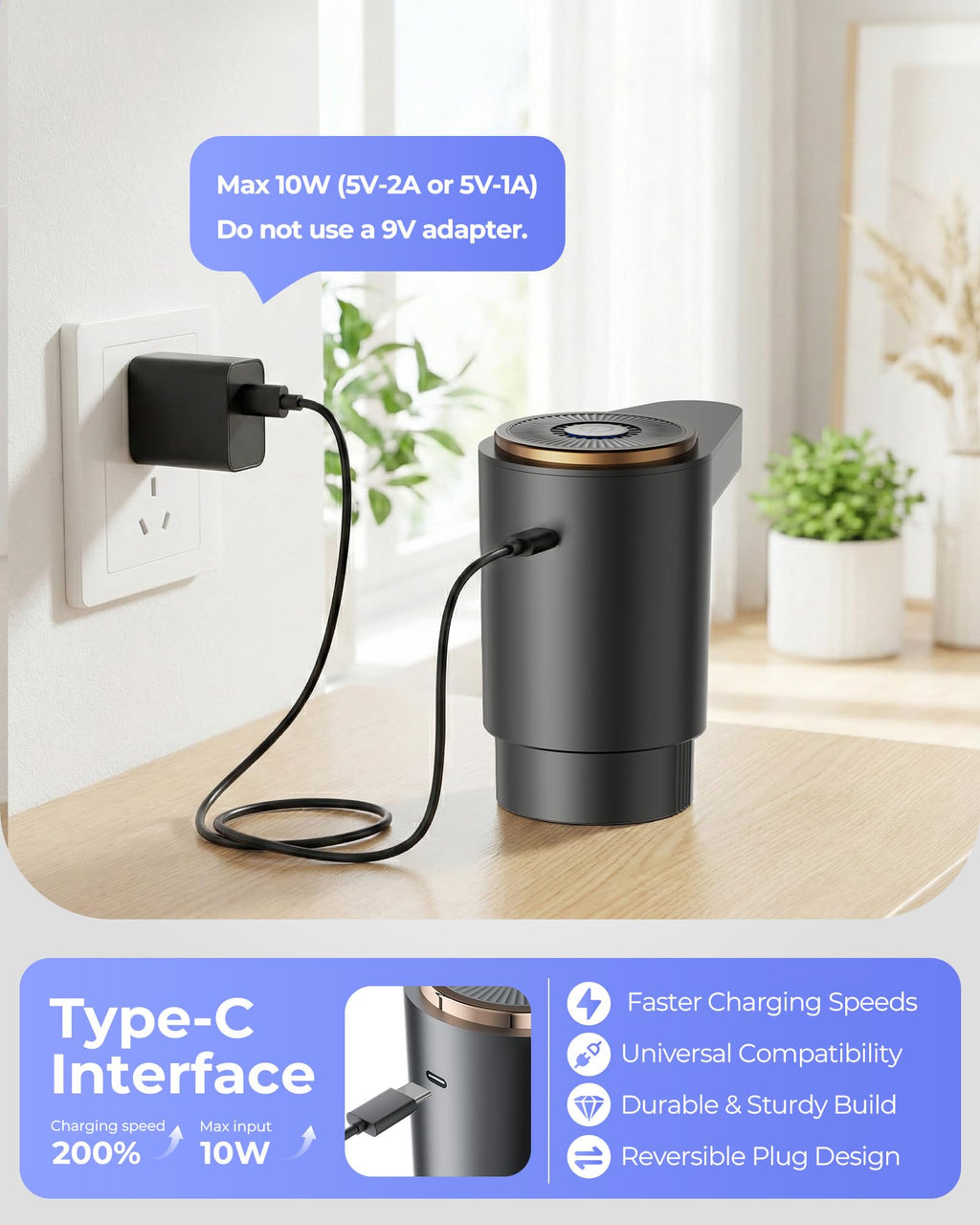 Water Jug Pump for 5 Gallon Bottle – Portable Electric USB-C Charging Dispenser, Dual Powerful Motors, Fast Flow, Fits 2-5 Gallon Jugs – Ideal for Home, Office, Camping, RV, Beige
