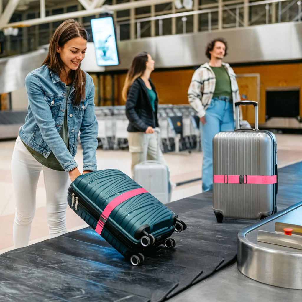 WISYOK Luggage Straps Extended, 4 Pack, 130-250cm Adjustable, Pink SkyBlue