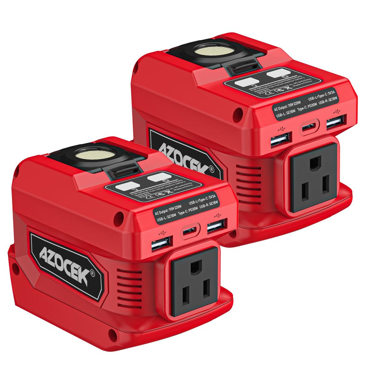 Azocek 220W Power Inverter Compatible with Dewalt 20V Battery