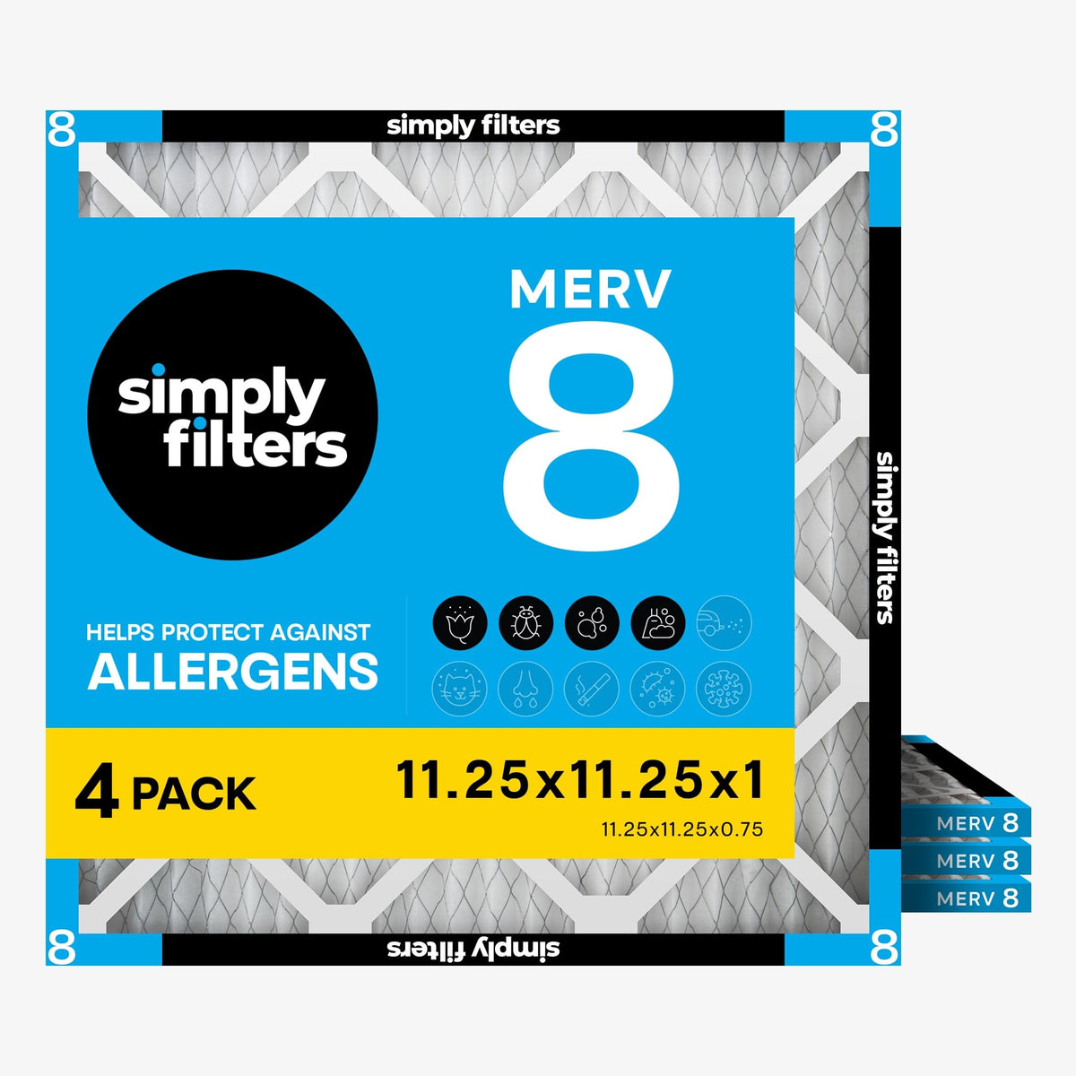 Simply 14x20x1 Air Filter, MERV 8, 4 Pack, For Home AC Furnace & HVAC (Actual Size: 13.75"x19.75"x0.75") DUST, Pet, & Allergy Control