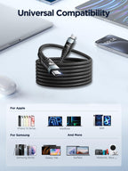 USB-C to C 1M 100W PD3.0 Fast Charging Cable - Compatible with MacBook Pro, iPad Air, iPhone 15, Samsung S23/S22/S21 Ultra, Pixel 7/6, Switch, PS5