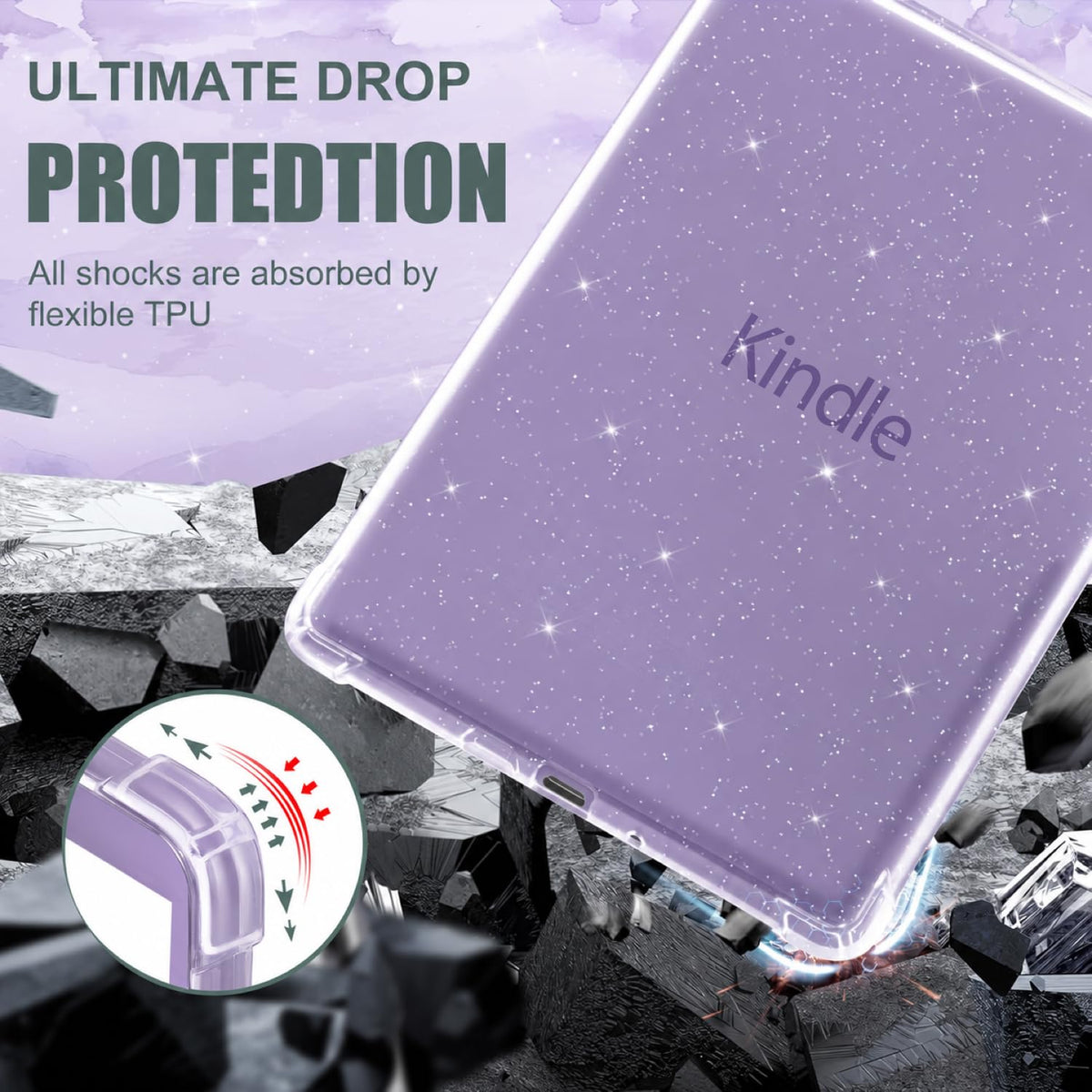 CoBak Clear Case for 6" Kindle 11th Generation 2024 and 2022 - Ultra-Slim Soft TPU Transparent Cover with Hand Strap, Lightweight & Durable Protection, Rose Gold