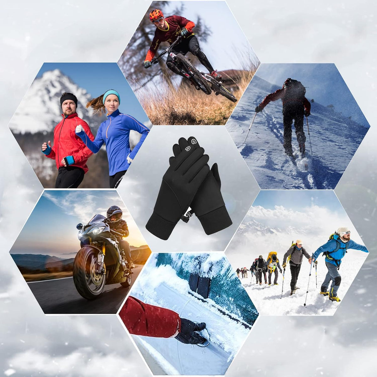 CRAZY SHARK Winter Warm Gloves, Windproof Water-Resistant Thermal Gloves