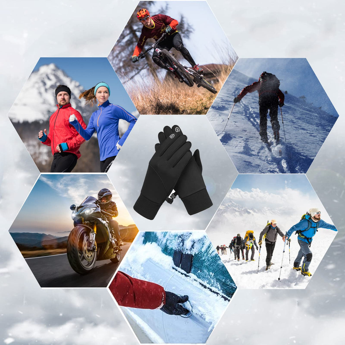 CRAZY SHARK Winter Warm Gloves, Windproof Water-Resistant Thermal Gloves