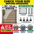 For Your Little One Pressure Fit Safety Stair Gate – No Screws Needed | One-Hand Opening | Secure Baby & Pet Gate for Stairs, Doorways & Hallways (Grey, 7 cm Extension Only)