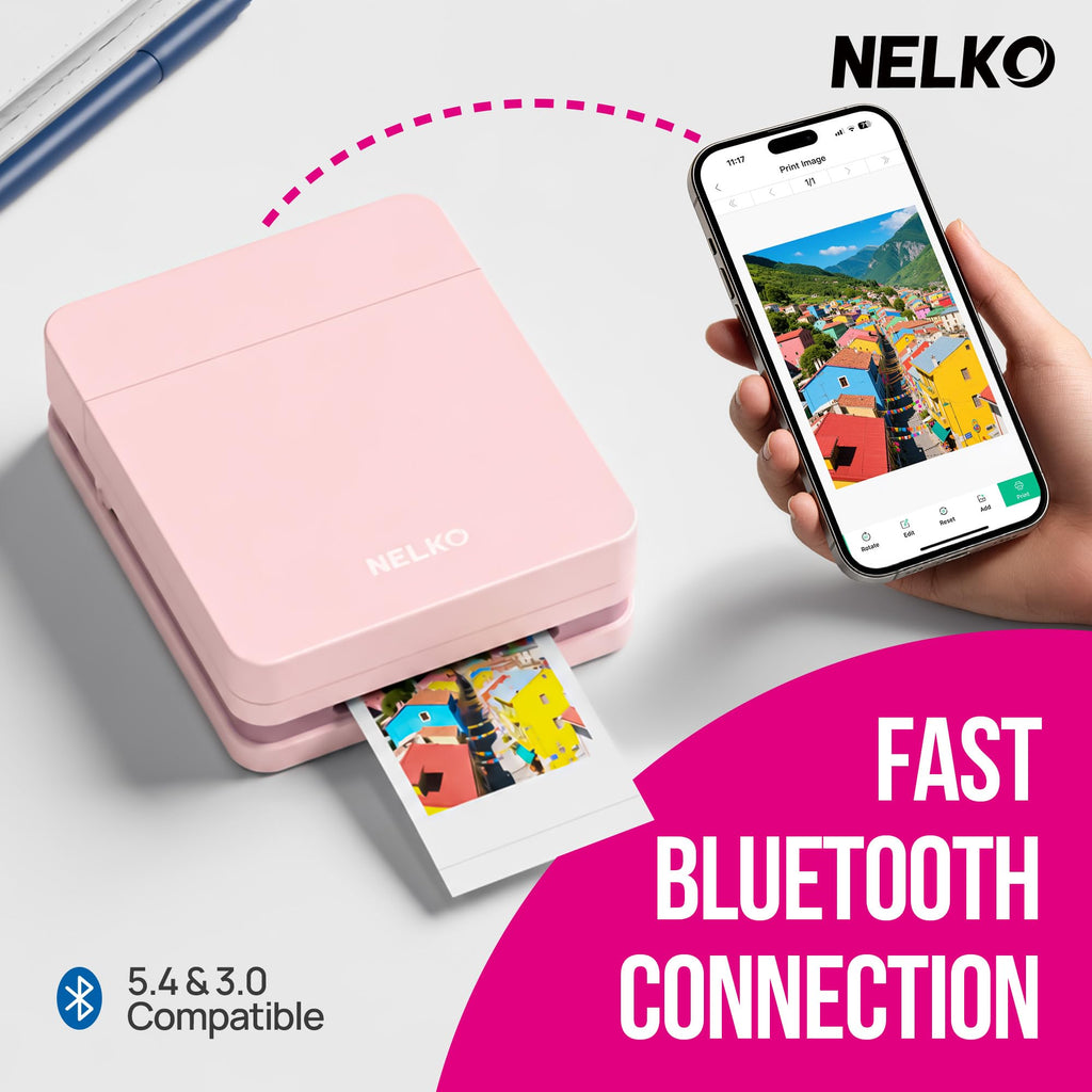 Nelko PP01 2x3 Portable Photo Printer with 20 Sheets, White